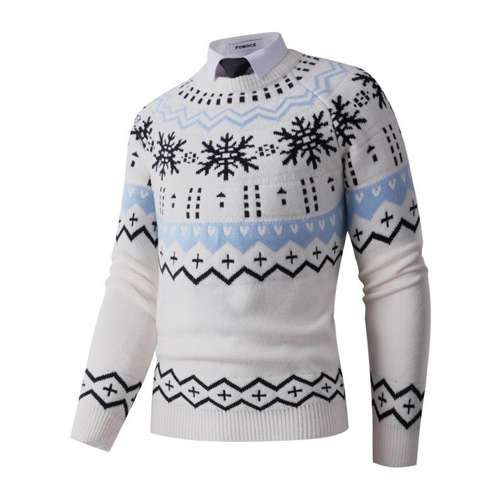 Men's Fashionable Knitted Sweater with Creative Snow Pattern Lune London