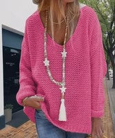 Women knitted sweater with V-neck and relaxed fit Lune London