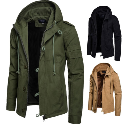 Functional outdoor jacket for men with high collar and practical pockets Lune London