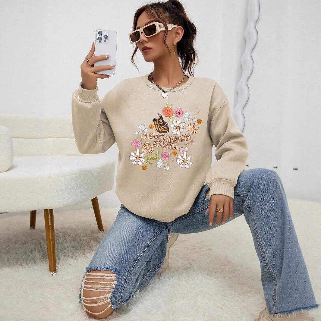 Sweatshirt femme avec design floral créatif et impression inspirante Chic & Stil