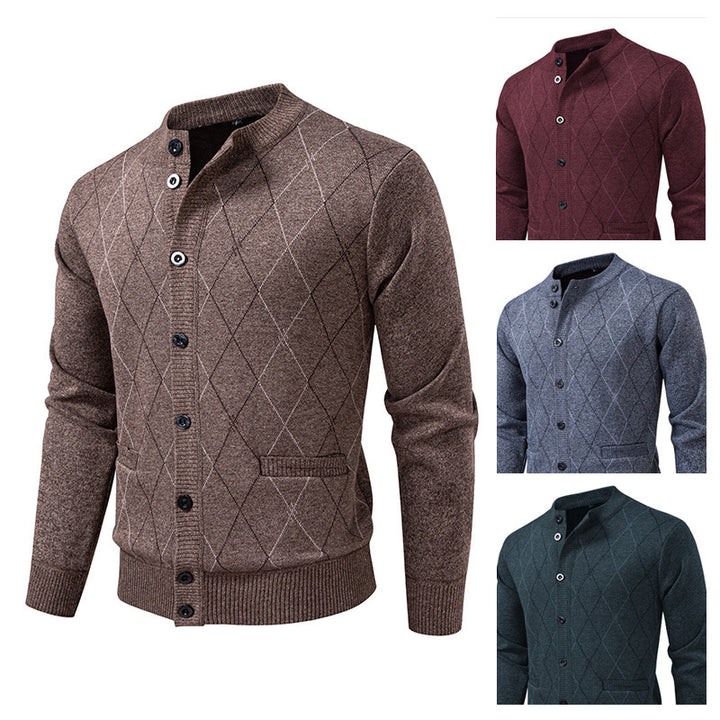Men's knitted jacket with a modern diamond pattern Lune London