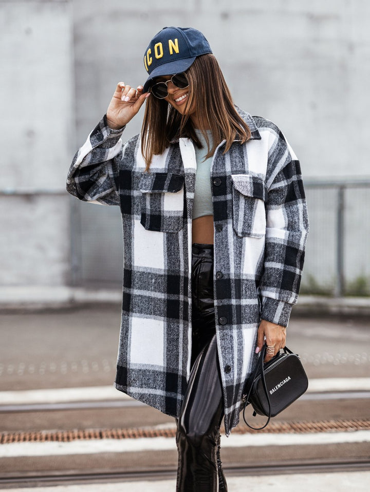 Ladies Casual Shirt Overshirt Check Lune London