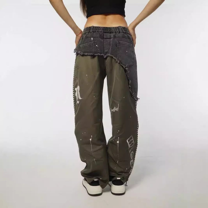 Trendy baggy jeans for women with asymmetrical design and unique details Lune London