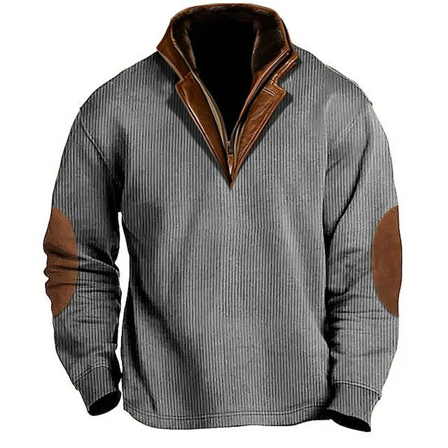 Knit sweater for men with leather details and high collar Lune London