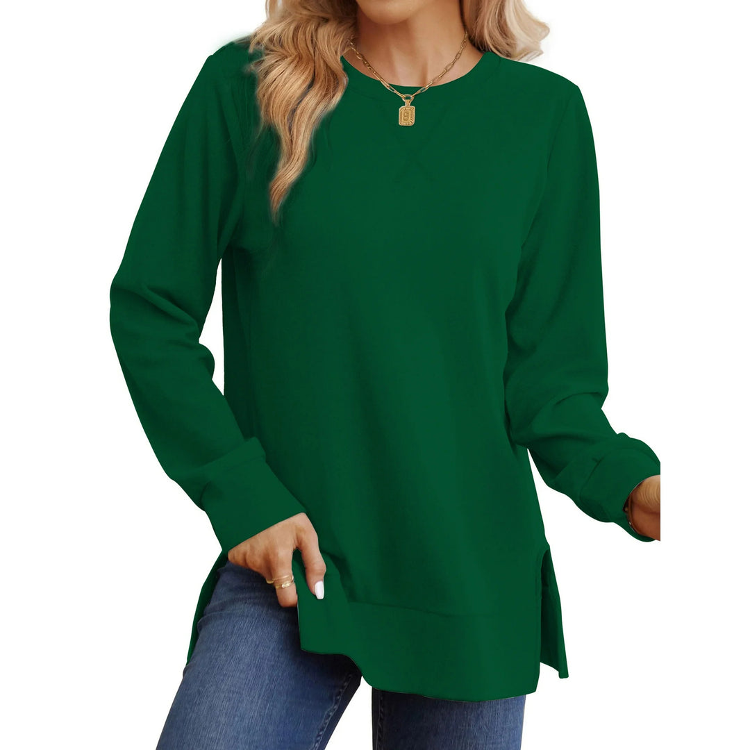 Women Comfortable Long Sleeve Sweater with Side Slits Lune London