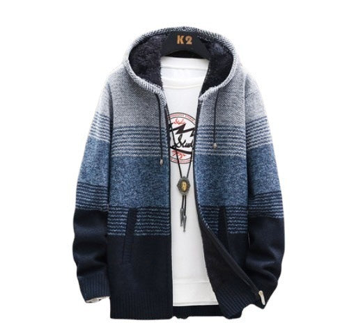 Sporty hooded jacket for men with warm lining and trendy striped pattern Lune London