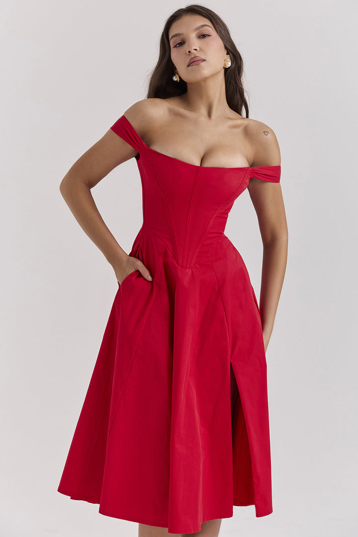 Elegant summer dress for women with floral accents and high slits Chic & Stil