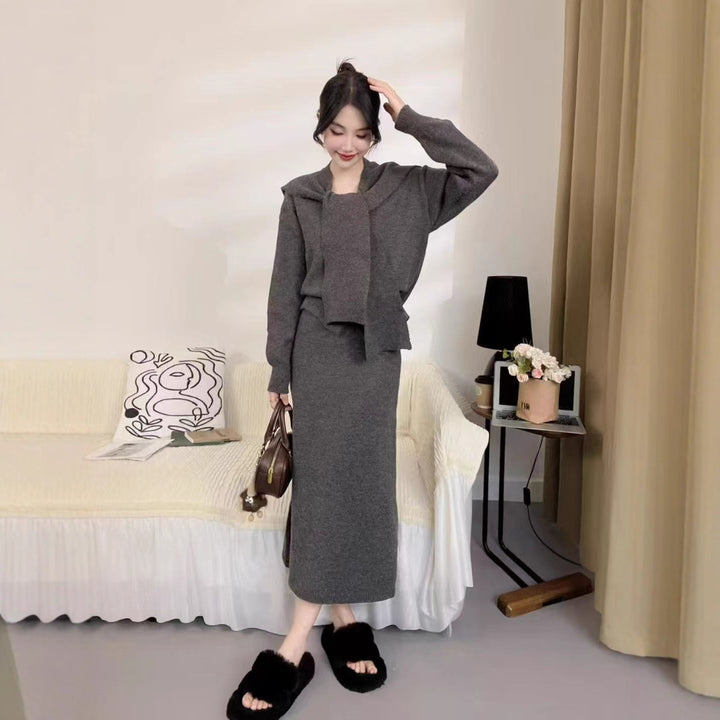 Ensemble en tricot pour femmes avec col tendance et silhouette élégante Chic & Stil