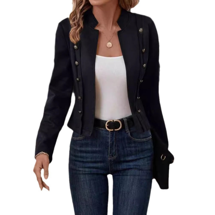 Lune London Women's Suede Blazer with Decorative Buttons