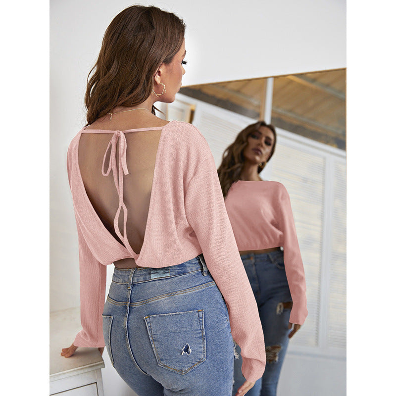 Lune London ribbed cropped long sleeve top for ladies