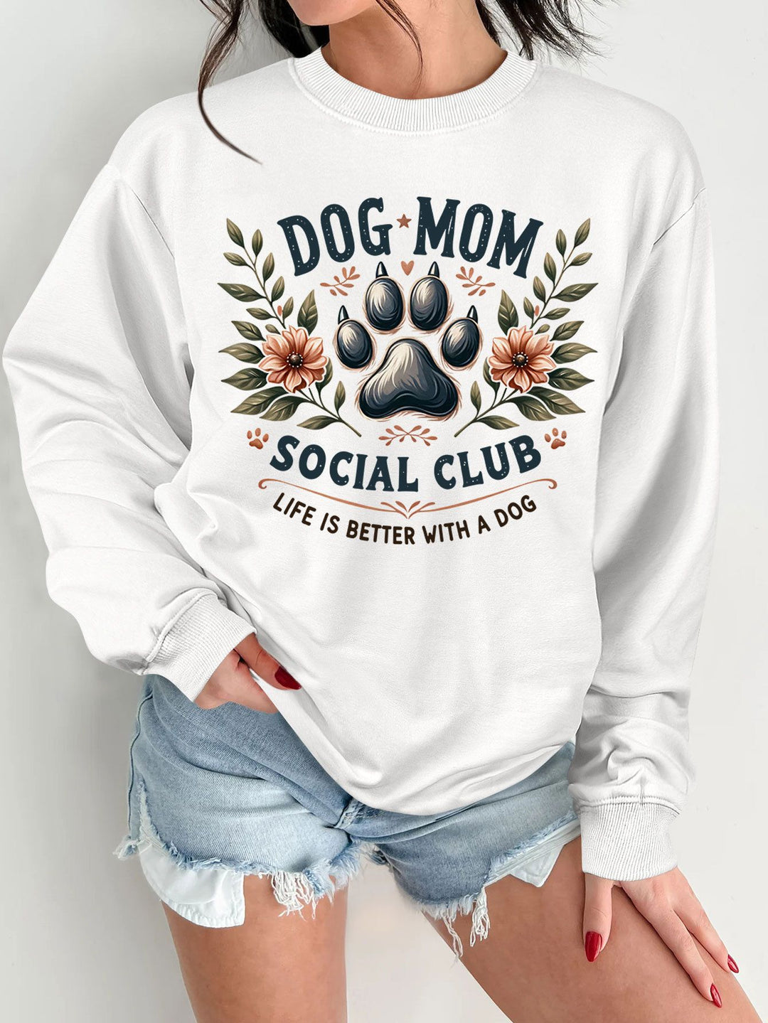 Sweatshirt pour femmes avec motif de chien tendance et impression améliorée Chic & Stil