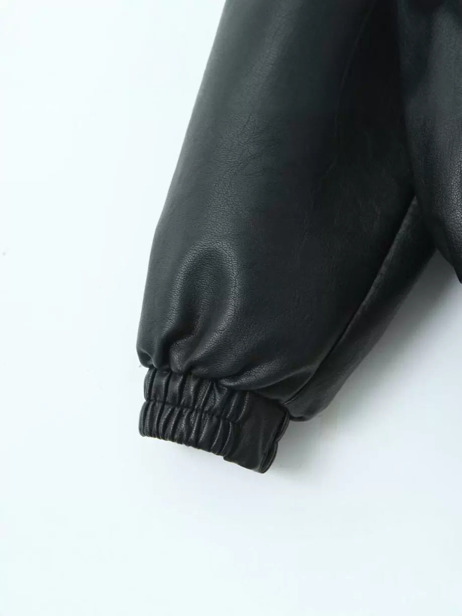 Fashion faux leather jacket for women with applied pockets Lune London
