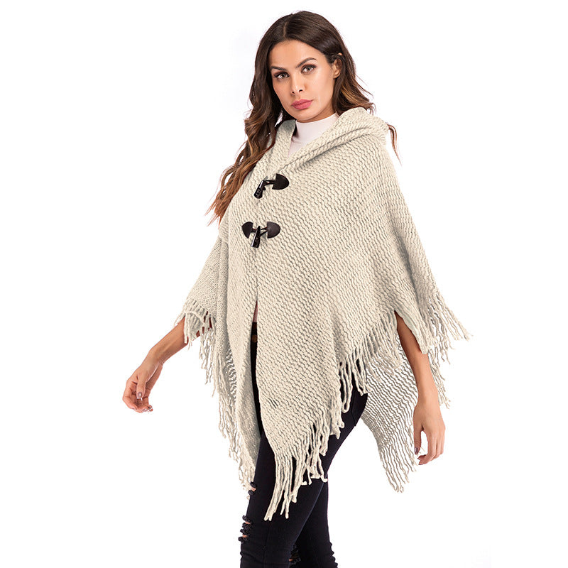 Poncho oversize pour femmes avec col roulé et motif à carreaux décontracté Chic & Stil