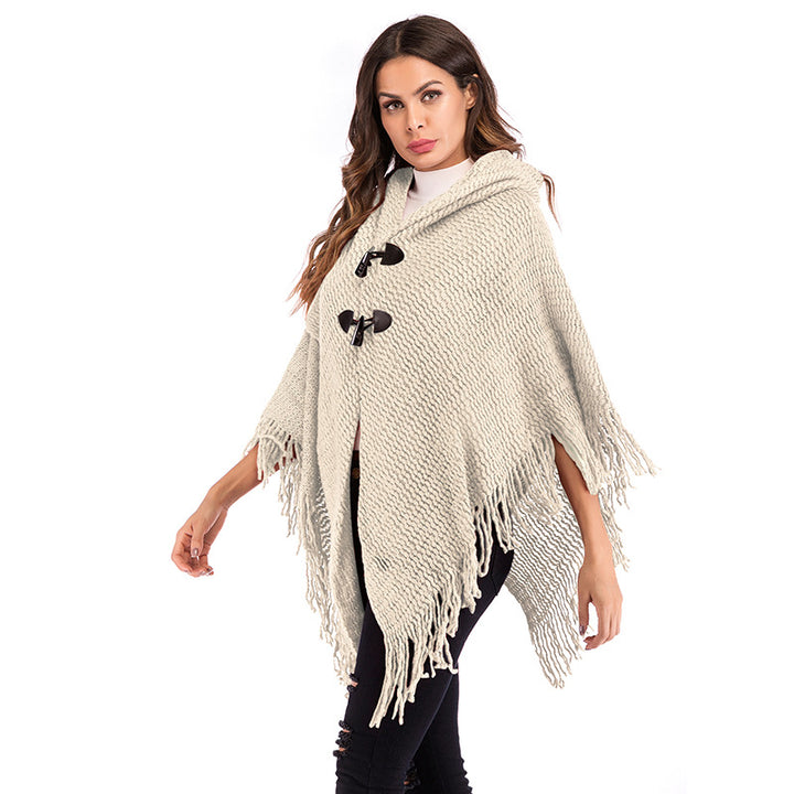 Poncho oversize pour femmes avec col roulé et motif à carreaux décontracté Chic & Stil