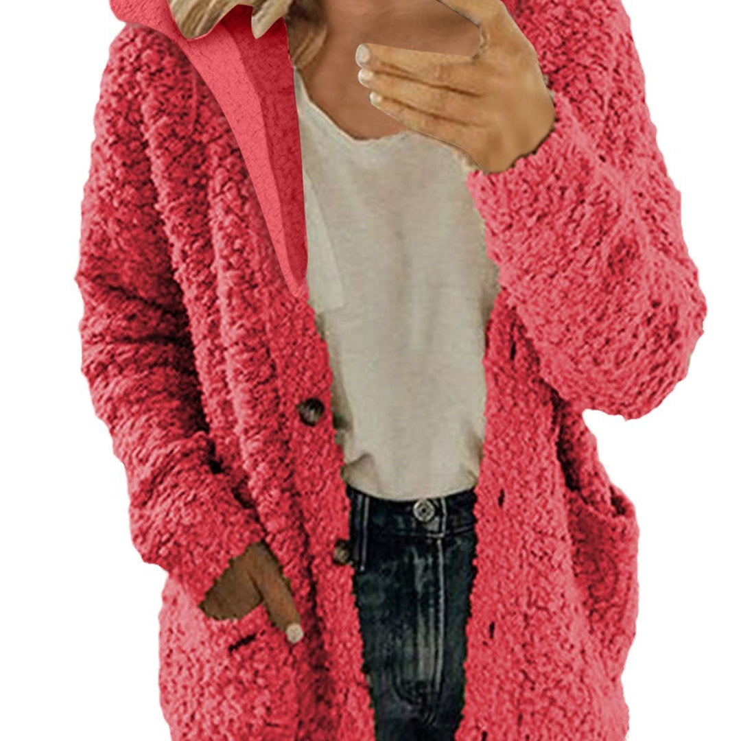 Ladies cozy fleece jacket with hood and practical pockets Lune London