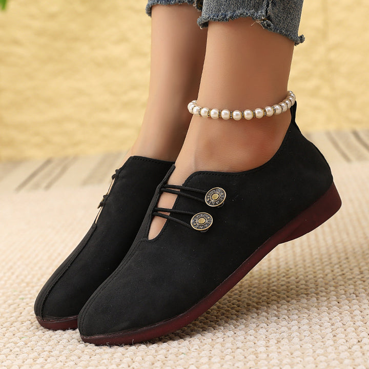 Laced slip-on suede shoes for women Lune London