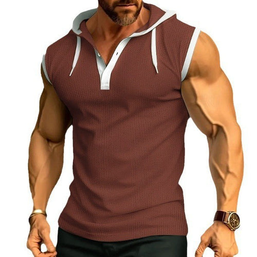 Sleeveless polo for men with modern cut and practical hood Lune London