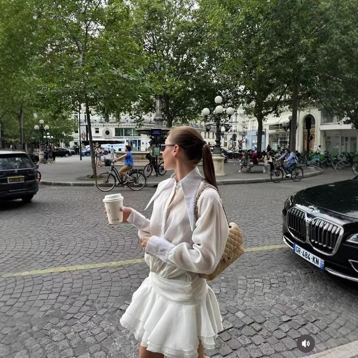 Blouse dresses for women with an elegant ruffle detail Lune London