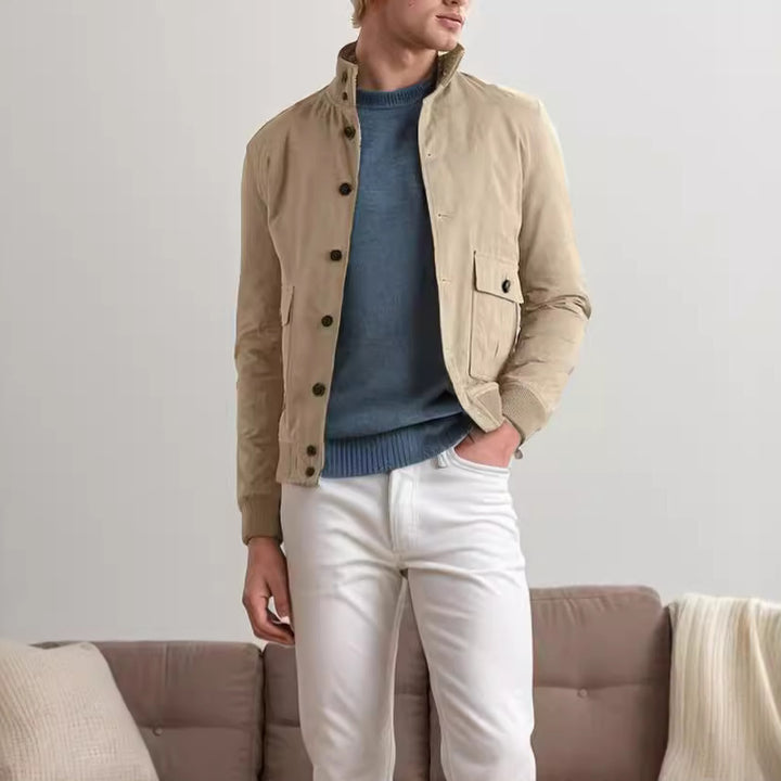 Suede leather jacket for men with structured design Lune London
