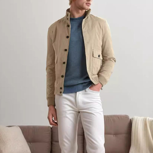 Suede leather jacket for men with structured design Lune London