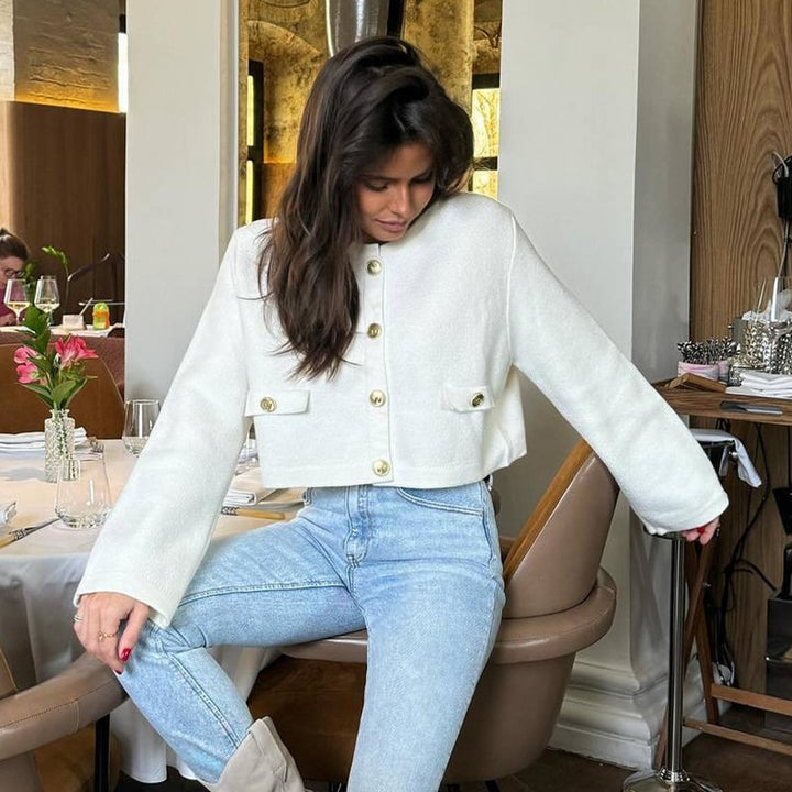 Ladies elegant tweed set with cropped jacket and mini skirt Lune London