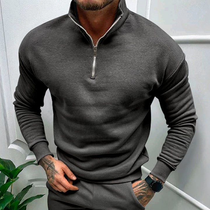 Elegant pullover for men with collar and practical zip Lune London