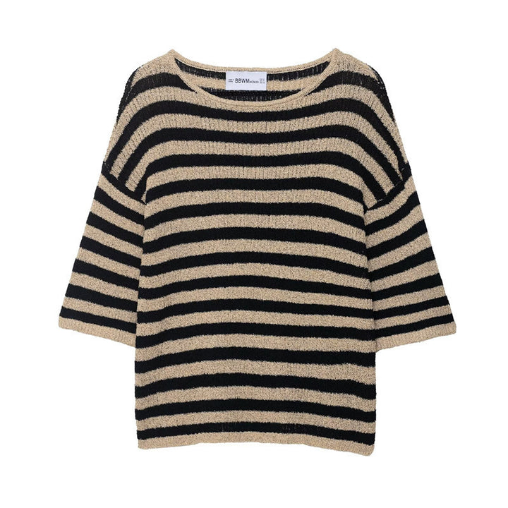 Casual knit sweater for women with wide stripes and a soft material Lune London