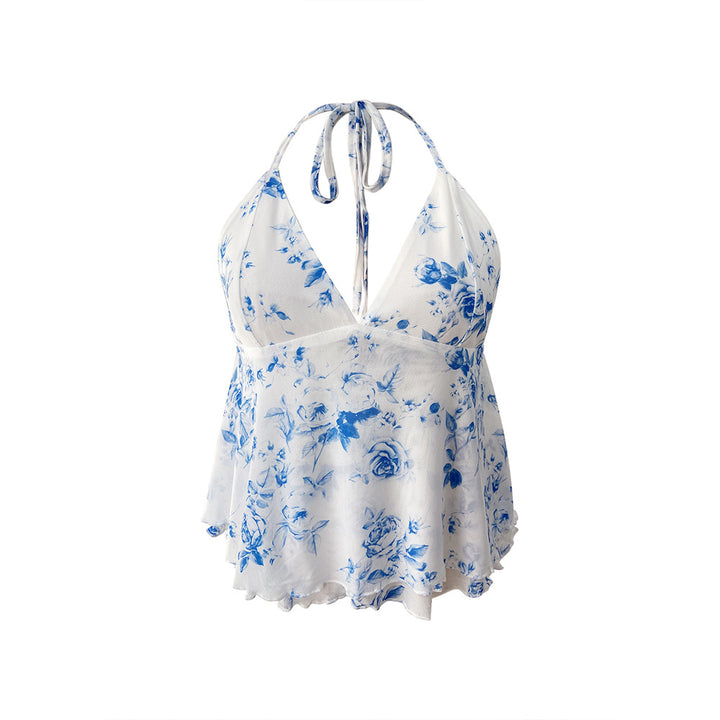 Blouse for women with floral pattern and U neckline Chic & Stil