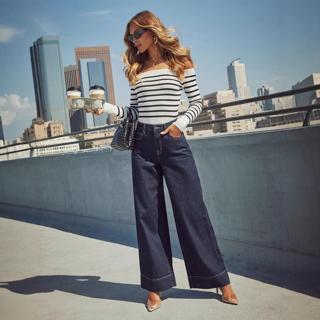 Lune London | Women's wide-cut jeans with high waist and elegant seam