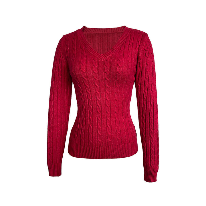 Pull en tricot pour femmes avec décolleté en V et motif en côtes Chic & Stil