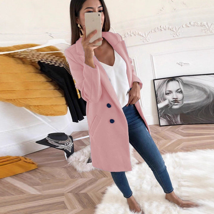 Blazer long élégant et chaud pour femmes avec patte de boutonnage double Chic & Stil