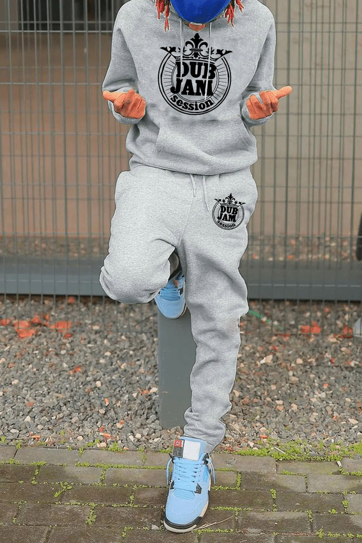 Men's hoodie and jogging pants set with elegant graphic print Lune London
