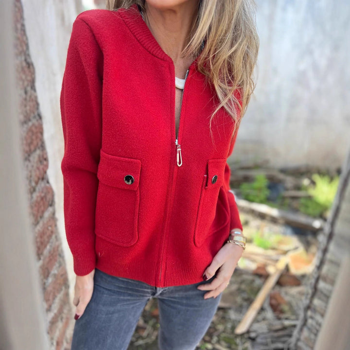 Fleece jacket for women with practical pockets and zipper Lune London