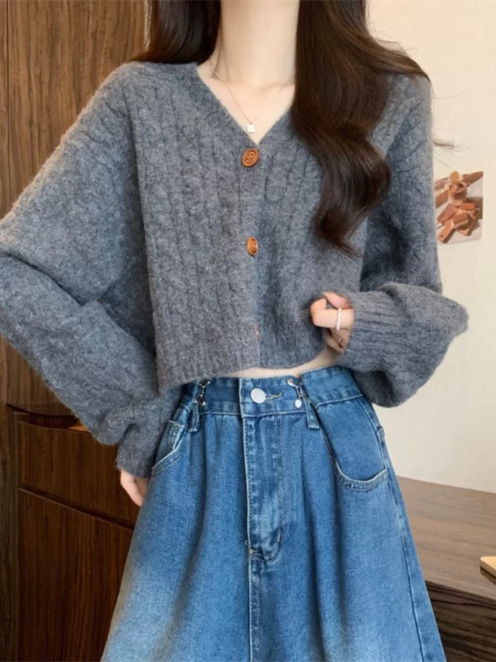 Cardigan en tricot ample pour femme avec motif en torsades et fermeture à boutons Chic & Stil