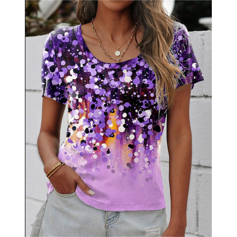 Ladies short sleeve T-shirt with artistic pattern Lune London