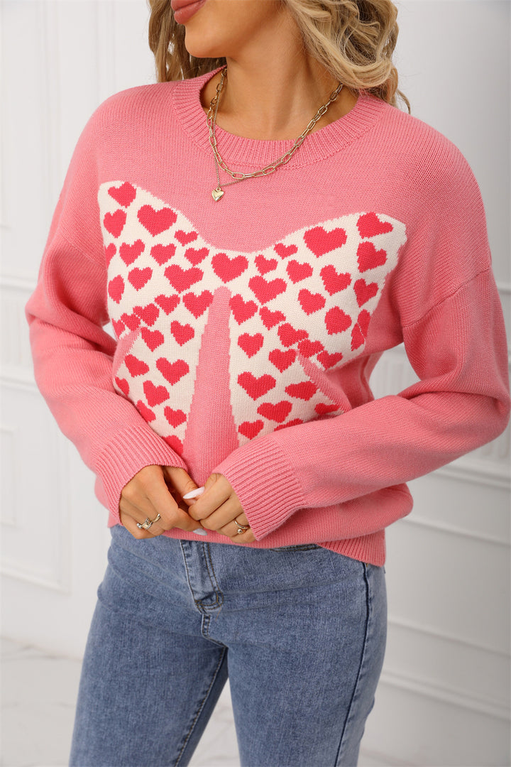 Knitted sweater for women with playful heart pattern Lune London