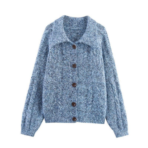 Womens knit jacket with trendy collar and pockets Lune London