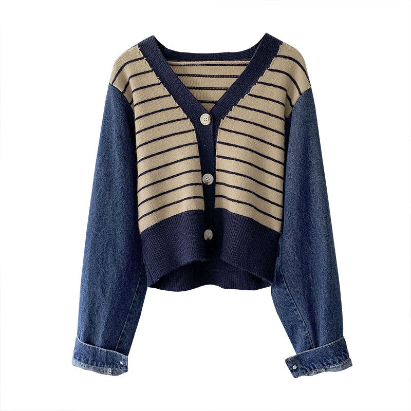 Fashionable knit jacket for women with a modern striped design and raglan sleeves Lune London