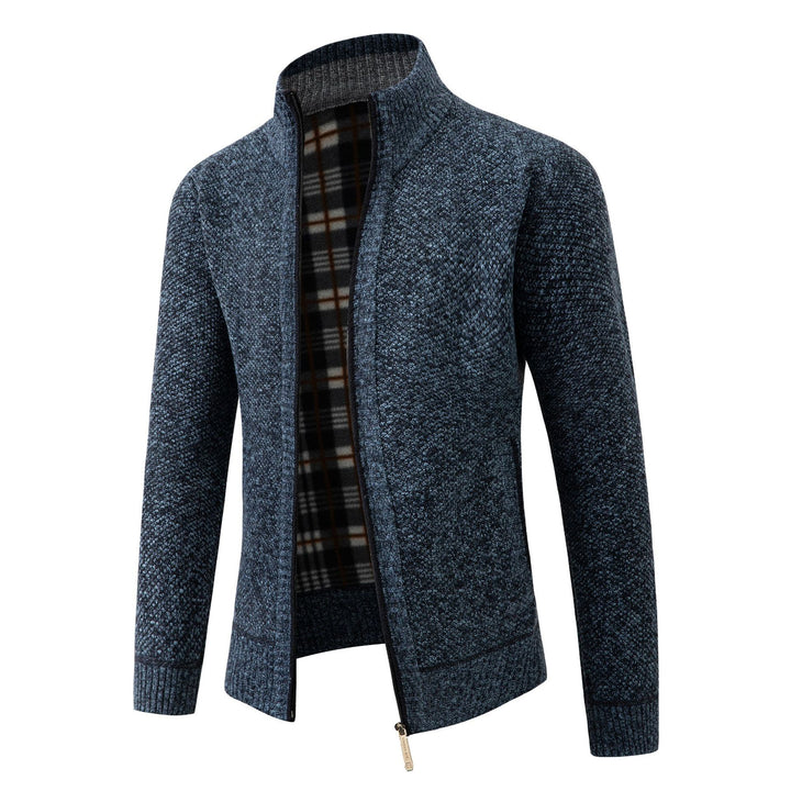 Men's knit jacket with modern high collar and classic lining Lune London