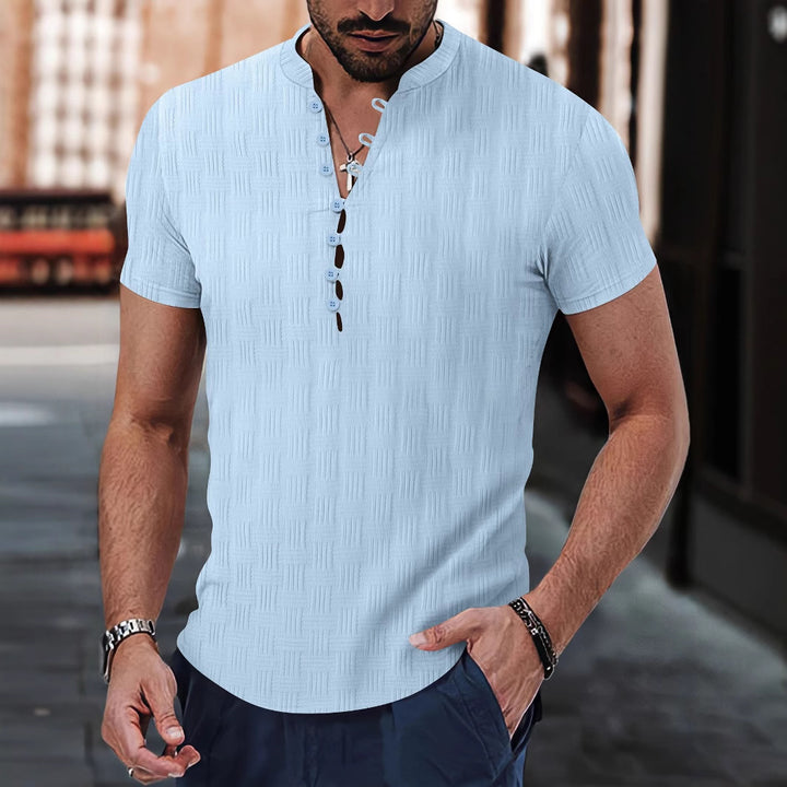 Short-sleeve structured shirt for men with modern button details Lune London