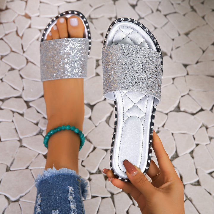 Glamorous rhinestone slide sandals for women Lune London