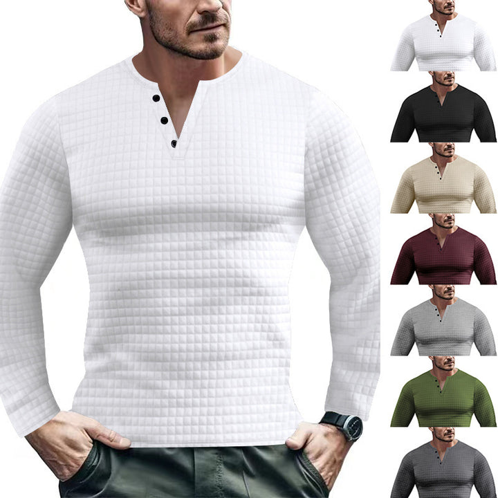 Long sleeve shirt for men with structured embossed look and button placket Lune London