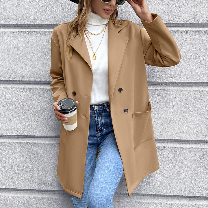 Elegant oversized blazer jacket for women with double-breasted buttons and practical pockets Lune London