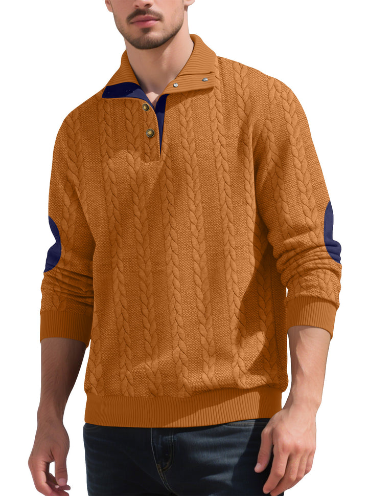 Trendy knit sweater for men with button placket and contrasting details Lune London
