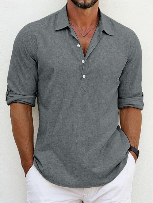 Casual long sleeve shirt for men with button placket and trendy cut Lune London