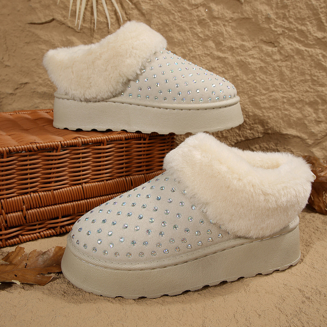 Ladies Soft Slippers with Sparkling Ornaments and Warm Lining Lune London