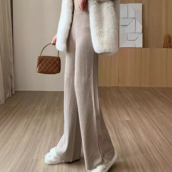 Pleated palazzo pants for women with button details Lune London