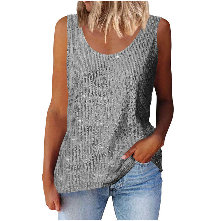 Ladies shimmering top with glistening fabric and figure-friendly cut Lune London