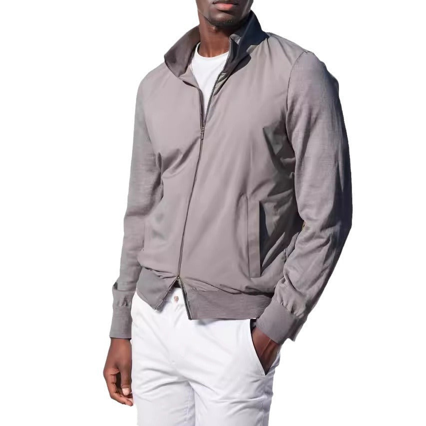 Sporty transition jacket for men with modern high collar and elastic cuffs Lune London