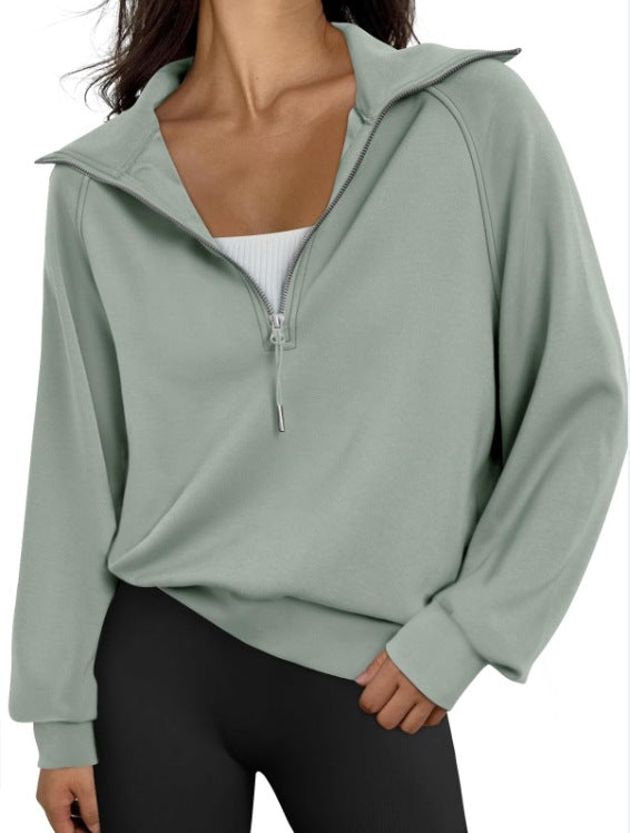 Casual pullover for women with high collar and zip Lune London
